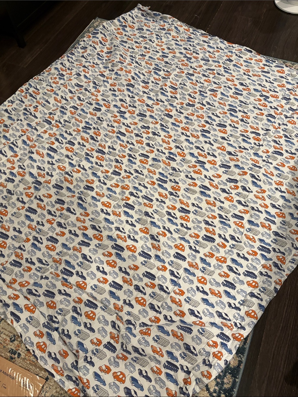 Pottery Barn Kids Brody Organic Cotton Vehicle Flat Sheet Full